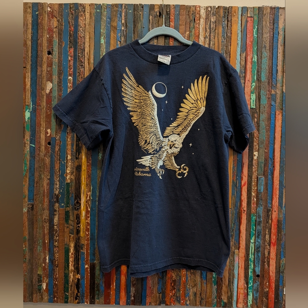 Vintage 90s Tultex Eagle Moon Graphic T-shirt‎